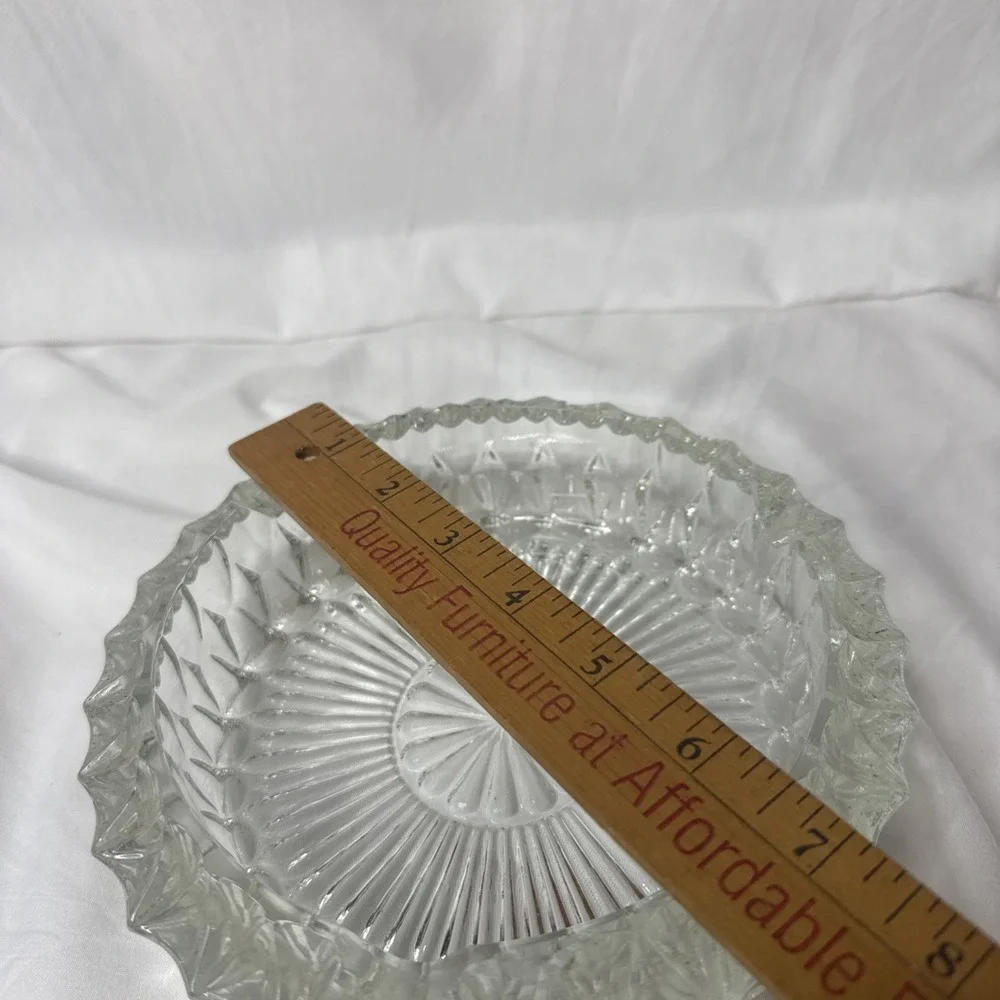 Vintage Heavy Crystal Clear Cut Glass Cigar Cigarette Ashtray Made in Italy